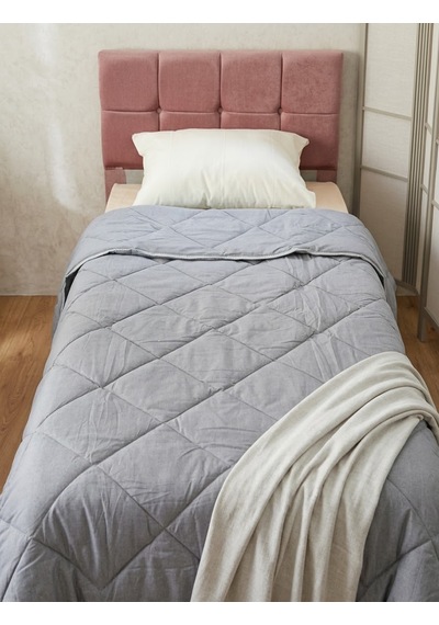 Tek Kişilik Silikon Yorgan 155x215 Cm Makinede Yıkanabilir Yumuşak Mikrofiber Açık Gri