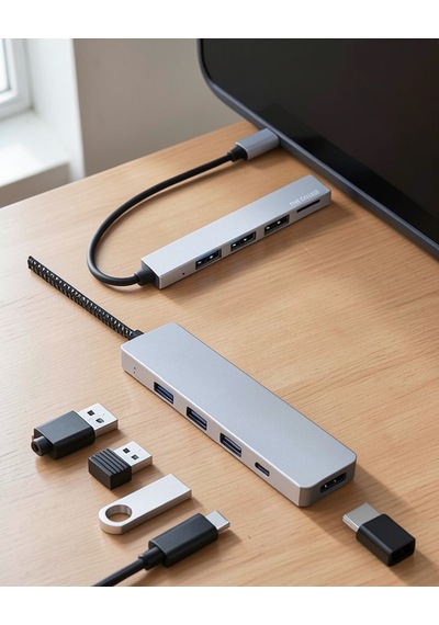 Usb Type-c 8'i 1 Arada Hub Dönüştürücü Hdmı Micro Sd Apple Macbook Uyumlu 0