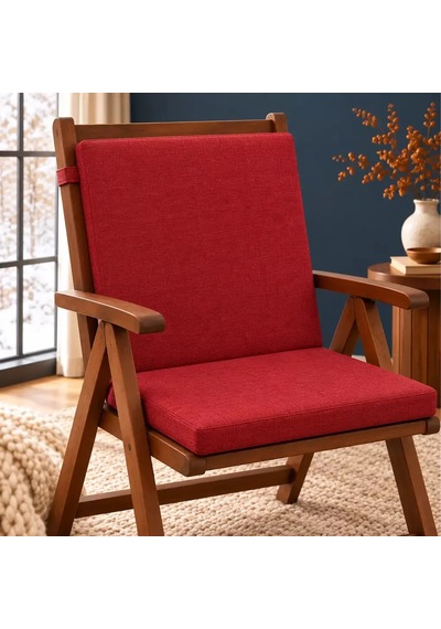 Tek Parça Sırtlıklı Sandalye Minderi 80 40 4 Cm Kırmızı 80 40 4 Cm