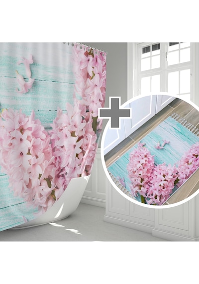 Zethome Lilac Banyo Paspas Ve Tek Kanat Duş Perdesi 1x120x200 Set Çok Renkli
