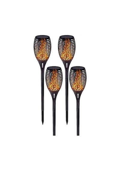Luve Store 4'lü Solar Alev Efektli Led Bahçe Lambası Ip65 Güneş Enerjili Peyzaj Aydınlatma