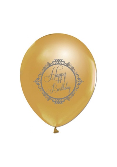 Balon 1+1 Silver Happy Birthday Gold 10 adet