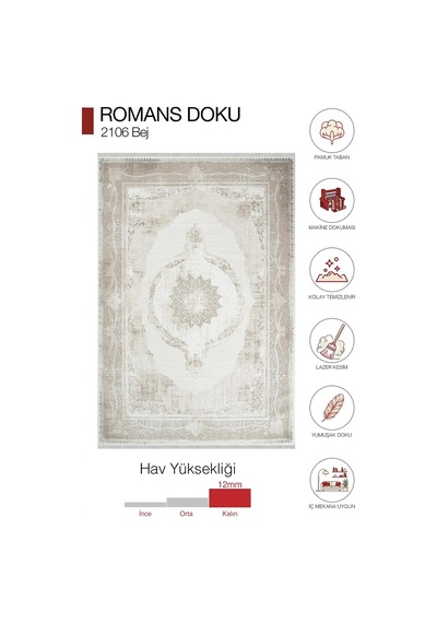 Hoom Rugs Doku 2106 Bej Modern Salon Halısı Bej - Krem
