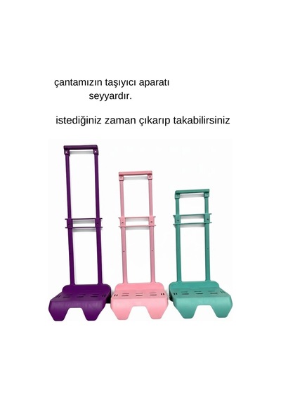 Lüks Çekçekli Tekerlekli İlkokul Çantası 3 Bölmeli Termoslu Besleme+kalemlik Set Filamingo Desen Çok Renkli