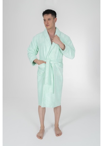 Varol Biyeli Şal Yaka Bambu Bornoz Mint-xxxl Mint