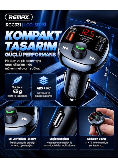 Lodi Serisi 54,5w Pd+qc 2 Usb-a / 1 Usb-c Araç Şar