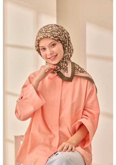 Silk Home Aura Eşarp 140005-16 Koyu Yeşil, Pudra, Ekru