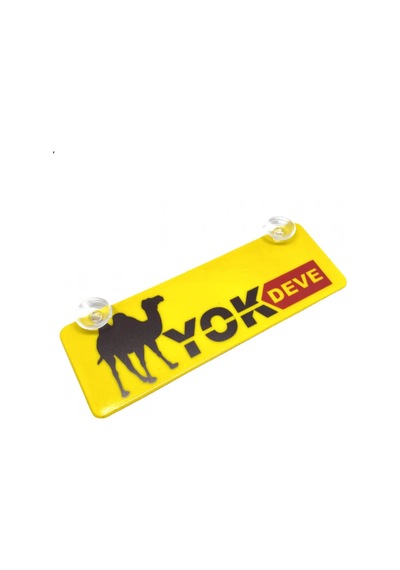 Northcity Deve Yazılı Sarı Dekor Plaka Vantuzlu Cam Süsü 22x7.5cm