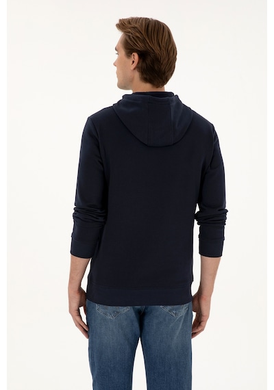 U.S. Polo Assn. Erkek Regular Fit Kapüşonlu Lacivert Basic Sweatshirt 50313720-VR033