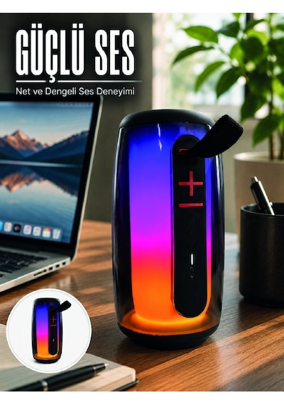 Rgb Işıklı Bluetooth Hoparlör Güçlü Ses Type-c Şarjlı Taşınabilir Kablosuz Speaker