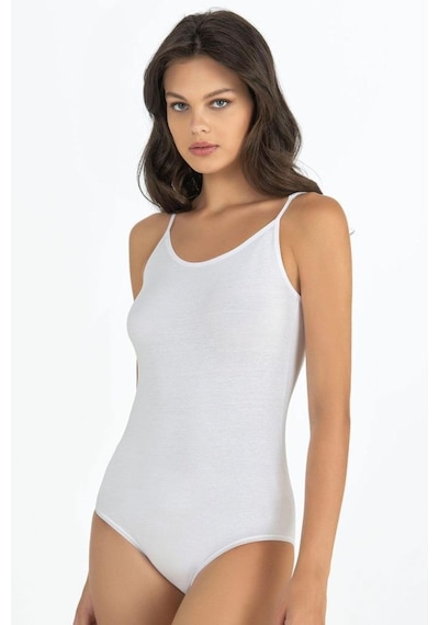 Fabony Bayan İp Askılı Çıtçıtlı Body 1180 Beyaz