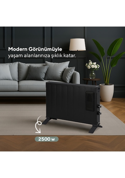 Kumtel Siyah Fanlı Konvektör Isıtıcı 2500w Hc-2952