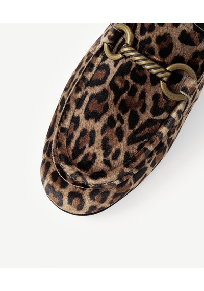 Yargıcı Leopar Baskılı Kadife İnce Tabanlı Loafer 26kkay4011x 018 Açık Kahve