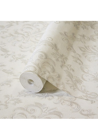 Adawall Zengin Damask Desen Duvar Kağıdı Rococo 1405-1/15, Açık Krem, 1.06x15.6m - 16.5m²