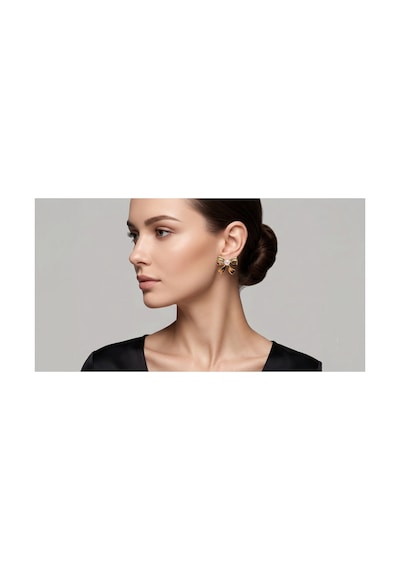 Luxe Pearl Bow Küpe Altın