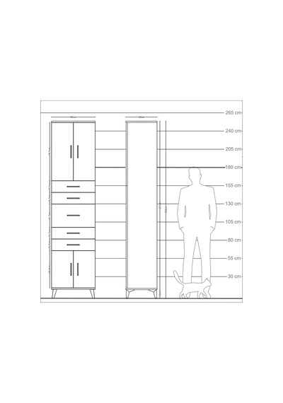 Arges Dolap 2 Raflı 5 Çekmeceli 4 Kapaklı 60x30x243 Aytaşı-çam Aytaşı