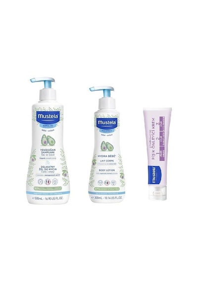 Mustela Gentle Cleansing Gel 500 ML + Hydra Bebe Body Lotion 300 ML + 1.2.3 Pişik Kremi 50 ML