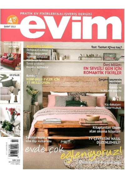 Evim - Pratik Ev Fikirleri Ve Alışveriş Dergisi -evde Çok Eğleniyoruz - Retro Eski Basım Koleksiyon - Şubat 2015 - Sayı 108 Not: Ekleri Yoktur