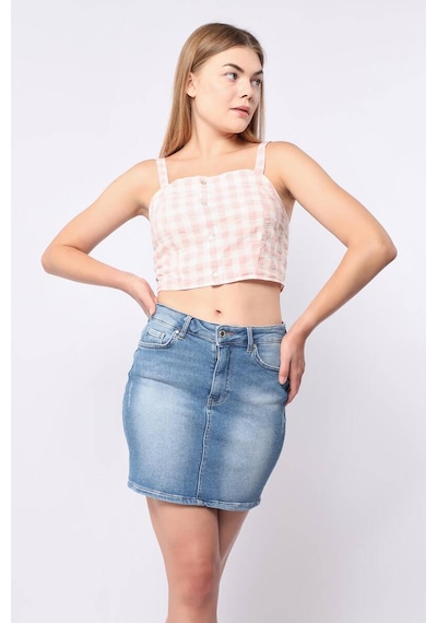 Kadın Mavi Mini Jean Etek Mavi