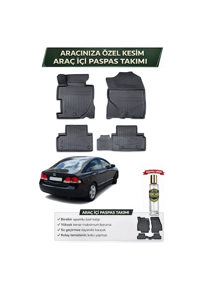Honda Civic 2010 Model Aracınıza Özel Üretim Esnek Kauçuk Paspas Takımı