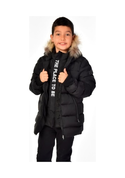 Benitto Kids Natürel Kürklü Erkek Çocuk Mont 51248-siyah Siyah