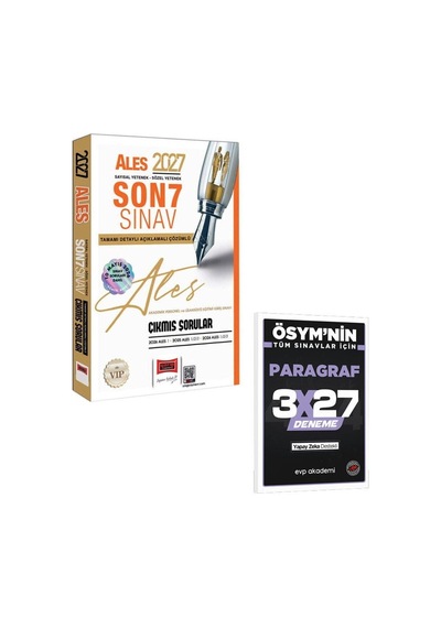 2027 Yargı 2027 Ales Sayısal - Sözel Yetenek Son 7 Sınav Tamamı Çözümlü Çıkmış Sorular+evp Akademi 3x27 Paragraf Deneme