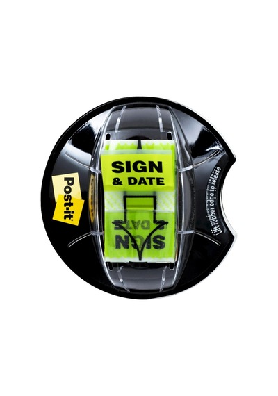 Sign And Date Bayrakları, 200/masa Kavrama Dispenseri, 1 Dispenser/paket, 1 Geniş, Parlak Yeşil 680-hvsd