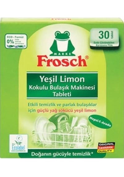 Frosch Yeşil Limon Kokulu Bulaşık Makinesi Deterjanı 30 Tablet