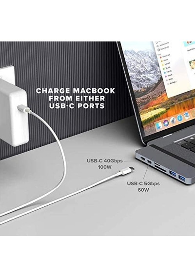 Apple Uyumlu Macbook Pro/air İçin Hyper Drive Duo 7'si 2 Arada Bağlantı İstasyonu - Uzay Grisi, Hd28c-gümüş, Gri
