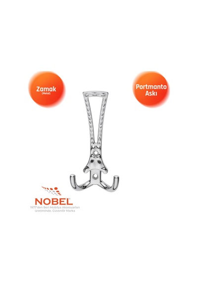 Enez Portmanto Askısı, Metal Vestiyer Askısı, 53 Gr, Dolap Ve Duvar Askılığı, Krom Vidalı
