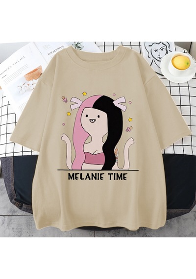 Flood Of Style Melanie Martinez Karikatür Sevimli Komik T Shirt Erkek Kadın Sıcak Satış Boy Kısa Kollu Üst T Bej