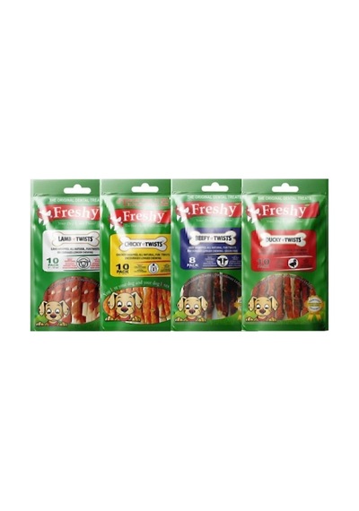 Freshy Kurutulmuş Sığır Ördek Tavuk Kuzu Etli Twist Köpek Ödül Kemiği Karışık Paket