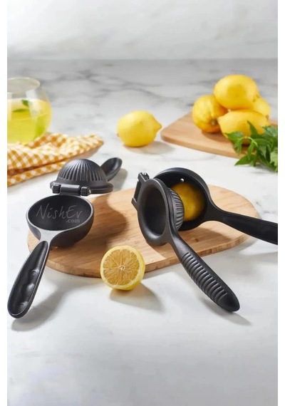 Nishev Premium 3 Parça Mutfak Seti Döküm Limon Sıkacağı, Koncis Sarımsak Ezici & Mini Teflon Tava Diğer