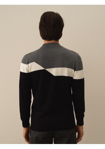 Xint Siyah Pamuk Dokulu Regular Fit Kazak 801753