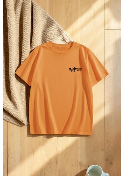 Uyguntarz Unisex Psychos In Love Baskılı Tasarım Oversize Tişört Turuncu