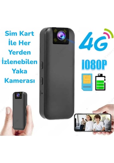 Yaka Kamerası Sim Kartlı 4g 1080p Bataryalı Geniş Açı Yukarı Aşağı Hareketli Bisiklet Yaka Kamerasi