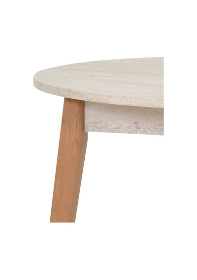 Vilinze Avanos Yuvarlak Sabit Mdf Traverten Mutfak Masası - Q90 Cm