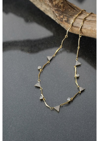 Çildan Womens Zirkon Taşlı Gold Kolye