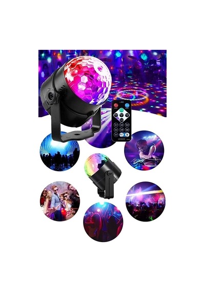Kumandalı Sese Duyarlı Çok Renkli Led Disko Topu - Lazer Işıklı Parti Küresi Belirtilmemis
