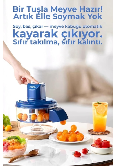 Robo Şarjlı Meyve Sebze Sarımsak Soyucu Lacivert