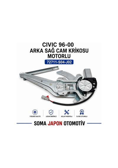 Cıvıc 96-00 Arka Sağ Cam Krikosu Motorlu 72711-s04-j02