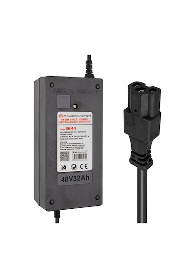 Powermaster Pm-3644 48 Volt - 32 Amper Elektrikli Bisiklet Şarj Cihazı Siyah