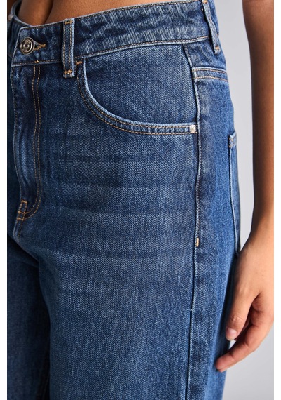 Defacto %100 Pamuk 90s Wıde Leg Yüksek Bel Jean Pantolon H6948ax26aunm34 Mavi-nm34
