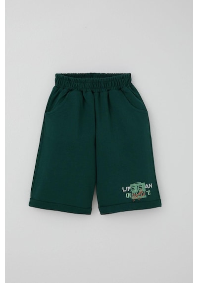 Breeze Erkek Çocuk Şortlu Takım Yazı Baskılı 3-7 Yaş, Su Yeşili