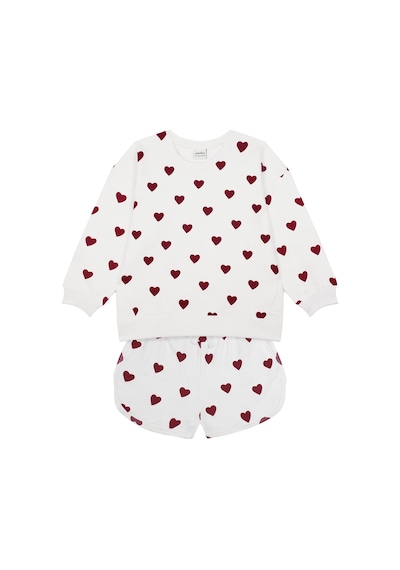 Antebies Kalp Sweatshirt Şort Set Kırmızı