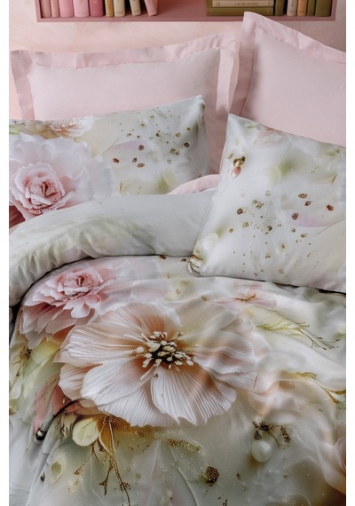 Cotton Box 3d Flower %100 Pamuk Saten - Elara Pembe