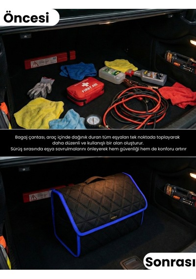 Araç Bagaj Düzenleyici Organizer Tay Tüyü Kaymaz Cırt Bantlı Geniş Hacimli Çanta A2