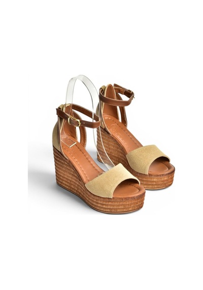 Fox Shoes Y996559102 Vizon Dolgu Topuklu Kadın Ayakkabı