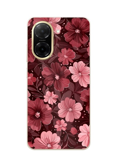 Redmi A5 Uyumlu Pembe Ve Bordo Çiçek Desenli Baskılı Silikon Kılıf