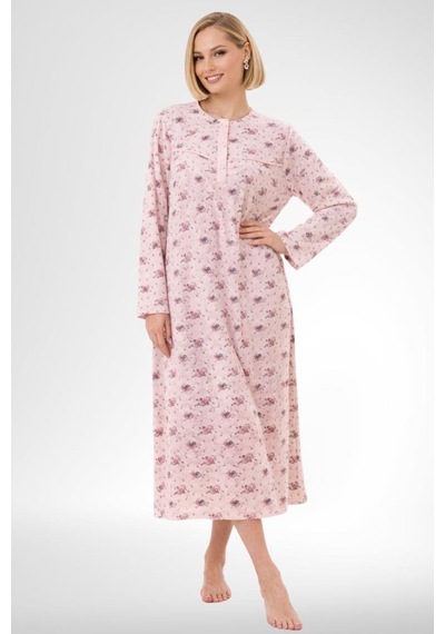 Mecit Pijama Mecit 6318 Pudra Büyük Beden Kadın Sabahlık Pijama Gecelik Set Pudra